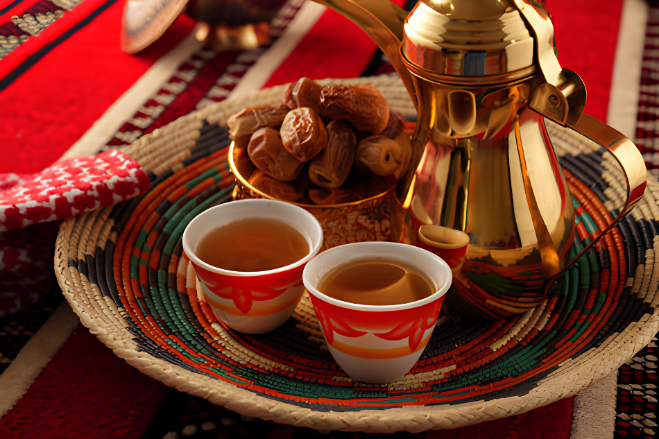 تقديم القهوة مع التمر في المجلس السعودي